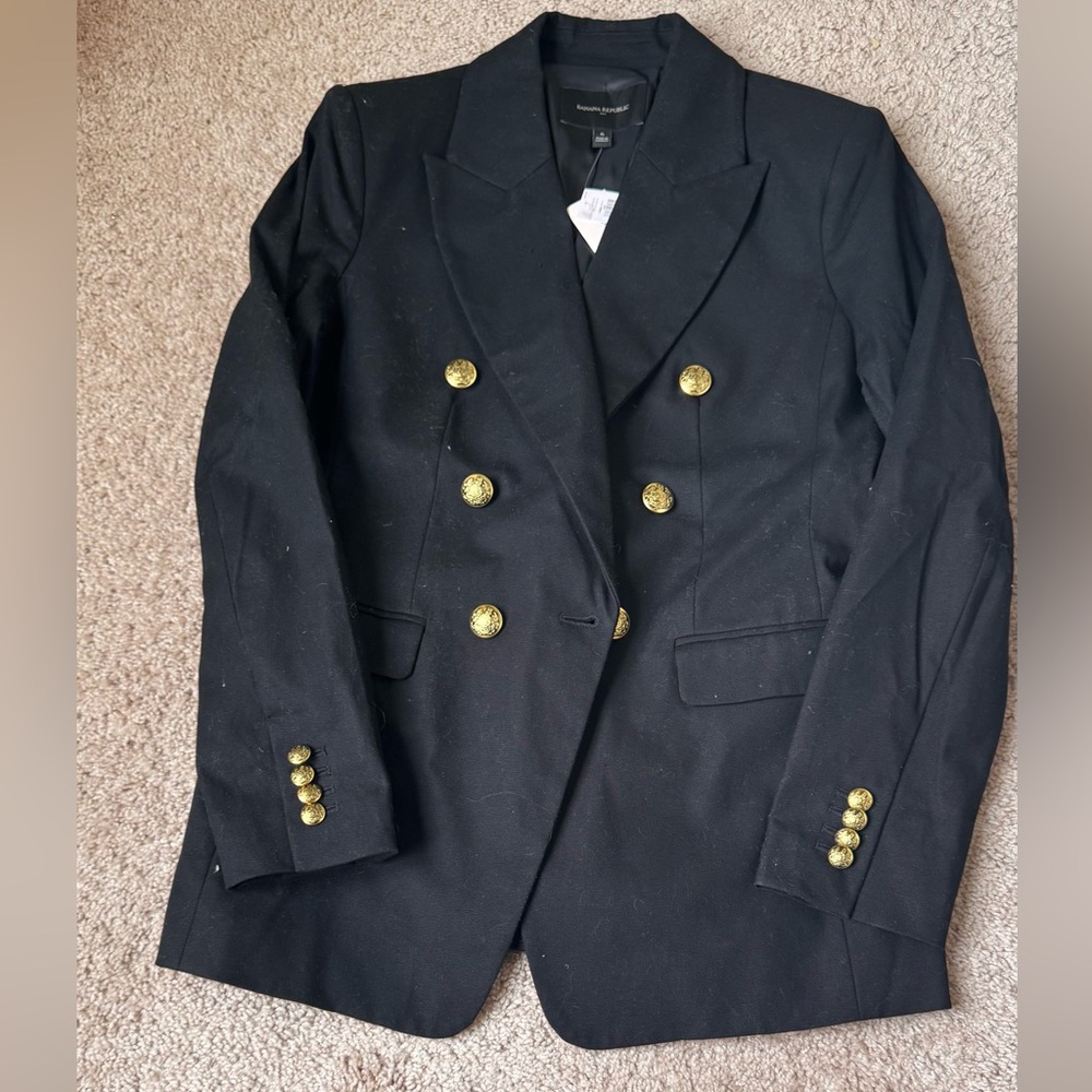 Banana Republic Black and Gold Blazer Classic Suit Jacket